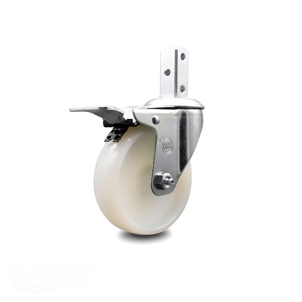 4 Inch Nylon Wheel Swivel 7/8 Inch Square Stem Caster with Total Lock Brake SCC